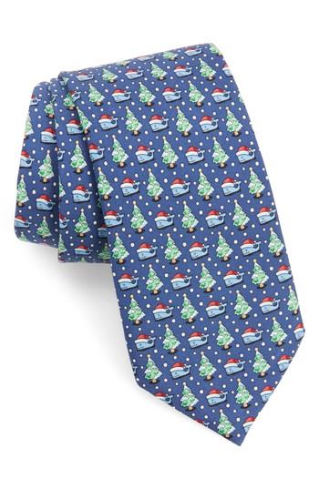 Men's Vineyard Vines Santa Whale & Tree Silk Tie, Size - Blue