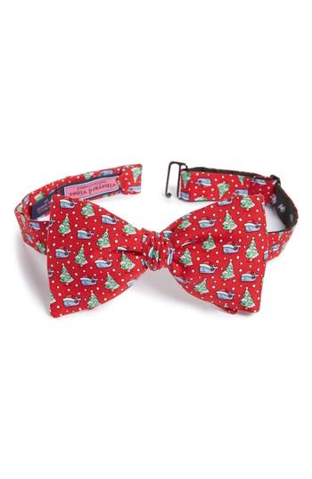 Men's Vineyard Vines Santa Whale Silk Bow Tie, Size - Red