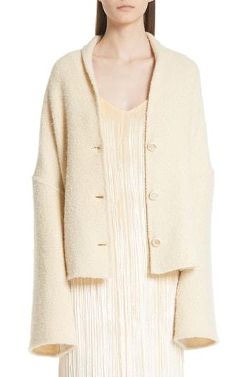 Women's Rosetta Getty Convertible Wool Blend Boucle Cape Coat - Yellow