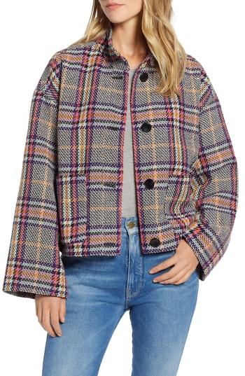 Women's Halogen Funnel Neck Jacket - Purple