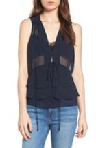 Women's Chelsea28 Ruffle Sheer Sleeveless Top, Size - Blue