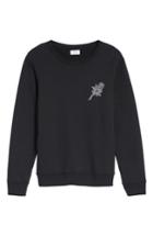 Men's Frame Rose Embroidered Crewneck Sweatshirt - Black