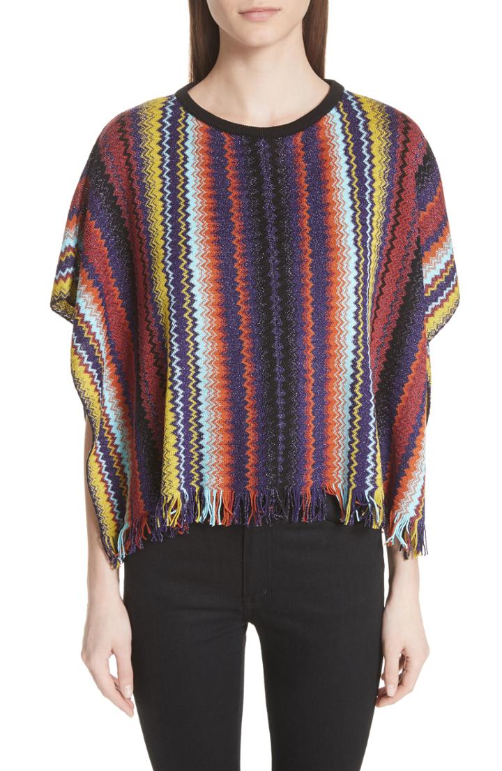 Women's Missoni Fringe Zigzag Crop Poncho