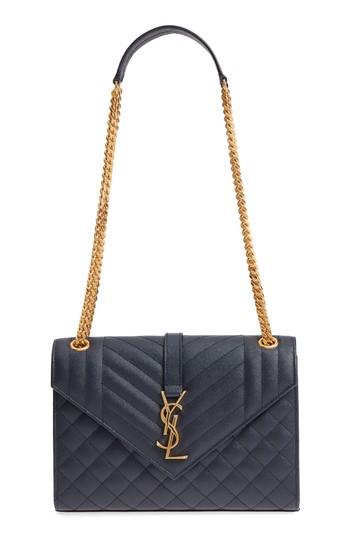 Saint Laurent Medium Cassandre Calfskin Shoulder Bag - Blue
