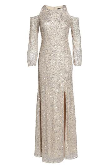 Women's Adrianna Papell Sequin Cold Shoulder Gown