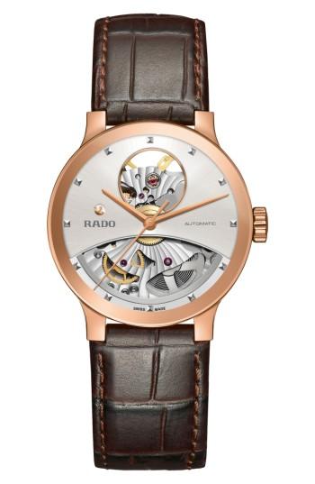 Women's Rado Centrix Open Heart Automatic Leather Strap Watch, 33mm