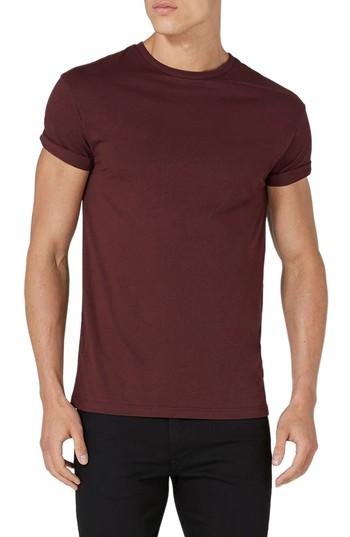 Men's Topman Muscle Fit Roller T-shirt, Size - Burgundy