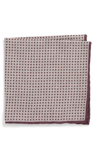 Men's Eleventy Dot Wool & Cotton Pocket Square, Size - Purple