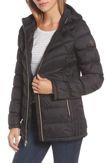 Women's Michael Michael Kors Water Resistant Packable Down Puffer Jacket - Black
