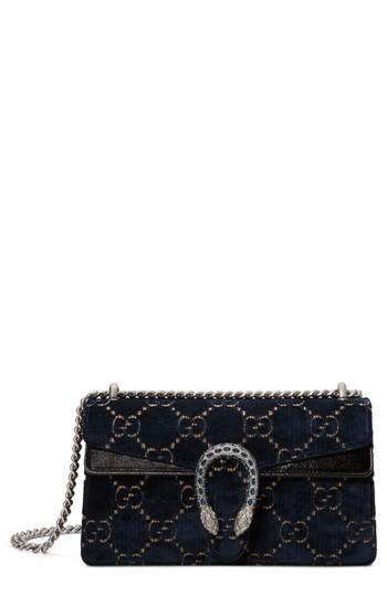Gucci Small Dionysus Gg Velvet Shoulder Bag - Blue