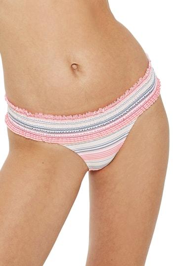 Women's Topshop Shirred Smocked High Leg Bikini Bottoms Us (fits Like 0) - White