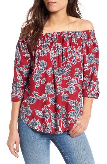 Women's Splendid Floral Off The Shoulder Blouse - Red
