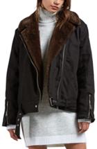 Women's Volcom Perfect Stone Faux Fur Lined Moto Jacket