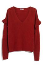 Women's Madewell Ruffle Stitch Play Pullover Sweater, Size - Red