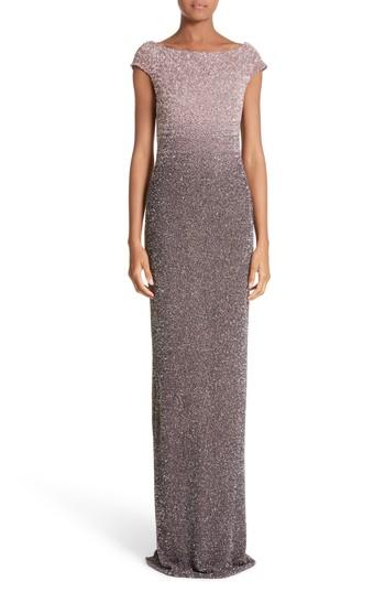 Women's Pamella Roland Cowl Back Sequin Column Gown - Pink