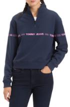 Women's Tommy Jeans Tjw Flag Logo Half Zip Pullover - Blue