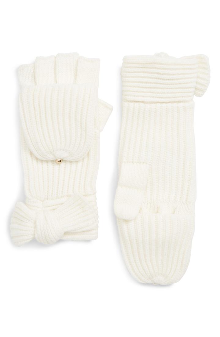 Women's Kate Spade New York Bow Convertible Mittens, Size - White