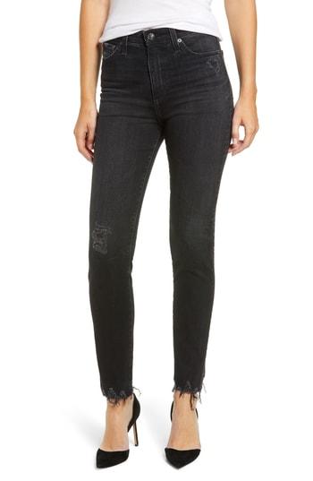 Women's Ag The Sophia High Waist Chewed Ankle Skinny Jeans - Black