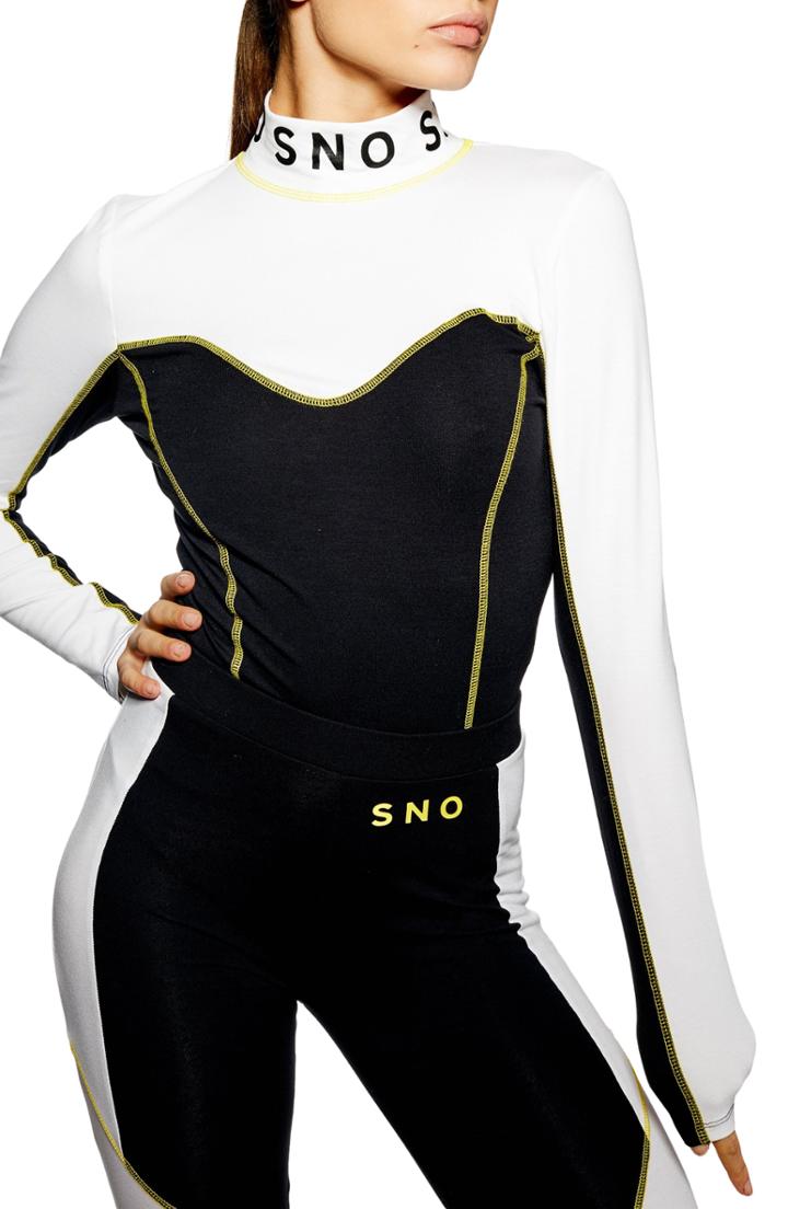 Women's Topshop Sno Thermal Bodysuit Us (fits Like 0) - Black