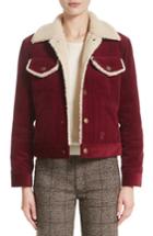 Women's Marc Jacobs Crop Corduroy Jacket With Faux Shearling Trim