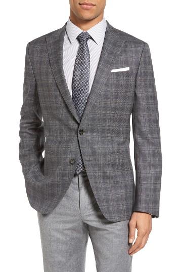 Men's Boss Hanwyn Trim Fit Plaid Wool Sport Coat