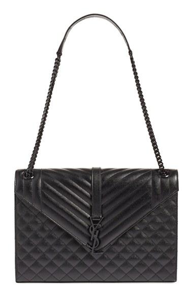 Saint Laurent 'medium Monogram' Chevron Quilted Leather Shoulder Bag -