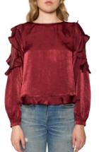 Women's Willow & Clay Lace Detail Ruffle Blouse - Burgundy