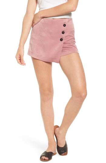 Women's Moon River Button Front Satin Skort - Pink