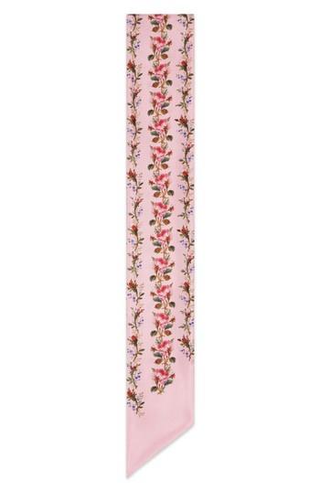 Women's Gucci Rose Print Silk Neck Scarf, Size - Pink