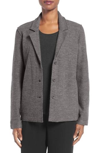 Women's Eileen Fisher Notch Collar Merino Wool Jacket - Grey
