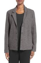 Women's Eileen Fisher Notch Collar Merino Wool Jacket - Grey