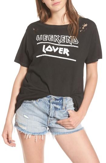 Women's Prince Peter Weekend Lover Distressed Tee - Black