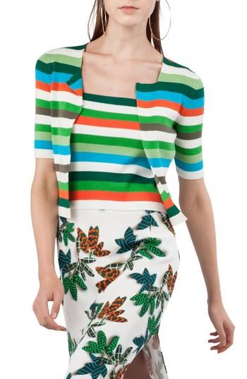 Women's Akris Punto Stripe Knit Cardigan - Blue