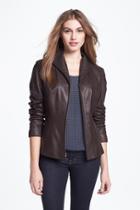 Women's Cole Haan Lambskin Leather Scuba Jacket - Brown