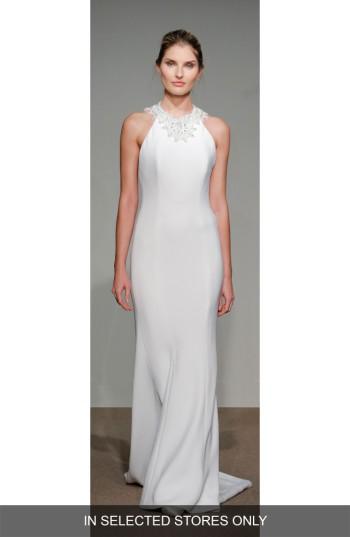 Women's Anna Maier Couture Senet Embellished Open Back Cady Gown, Size In Store Only - White