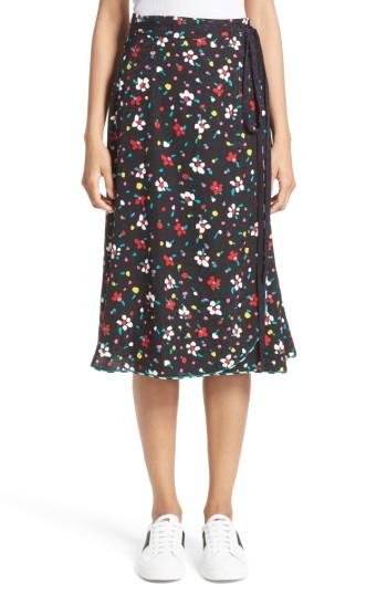 Women's Marc Jacobs Floral Silk Jacquard Wrap Skirt - Black