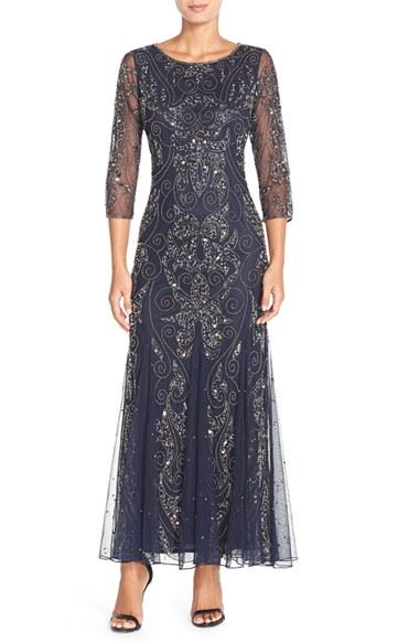 Women's Pisarro Nights Embellished Mesh Gown - Blue