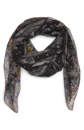 Women's Alexander Mcqueen Wildflower Flight Silk Scarf, Size - Black