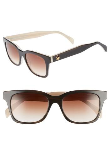 Women's Draper James 52mm Rectangular Sunglasses - Black/ Cream