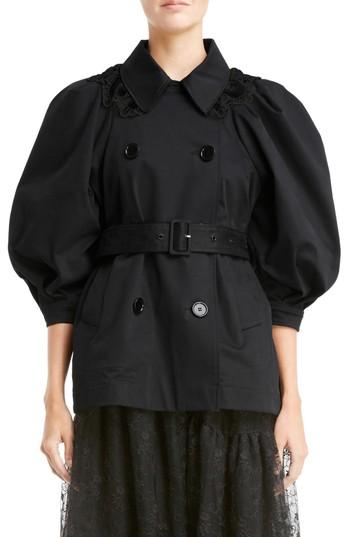 Women's Simone Rocha Lace Trim Pea Jacket Us / 6 Uk - Black