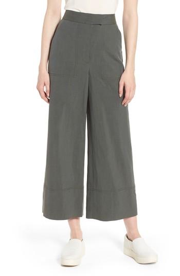 Women's Lewit Wide Leg Linen & Silk Pants - Green
