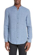 Men's Armani Collezioni Trim Fit Gingham Check Linen Shirt