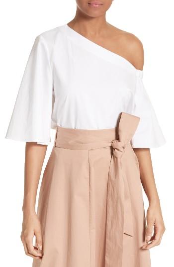 Women's Tibi Satin Poplin One-shoulder Top - White