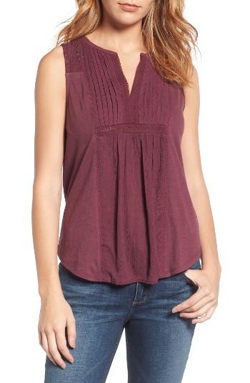 Women's Lucky Brand Lace Trim Tank - Burgundy