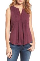 Women's Lucky Brand Lace Trim Tank - Burgundy