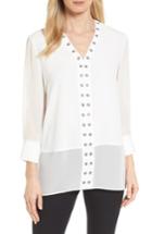 Women's Ming Wang Grommet Trim Blouse - White