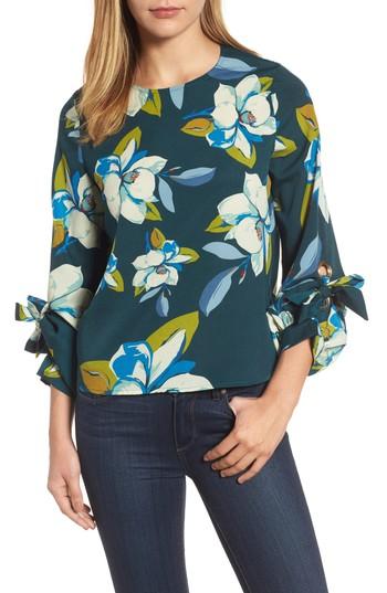 Women's Melloday Tie Sleeve Floral Top - Green