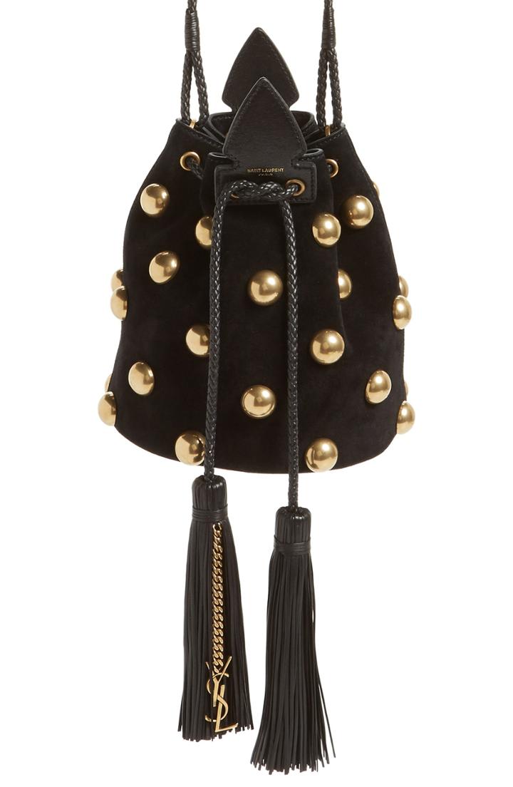 Saint Laurent Small Anja Studded Leather Bucket Bag -