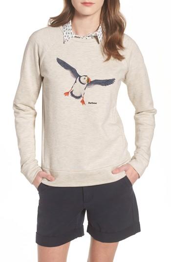 Women's Barbour Morpeth Puffin Print Sweatshirt Us / 16 Uk - Ivory