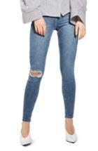 Women's Topshop Jamie Rip High Waist Skinny Jeans X 30 - Blue